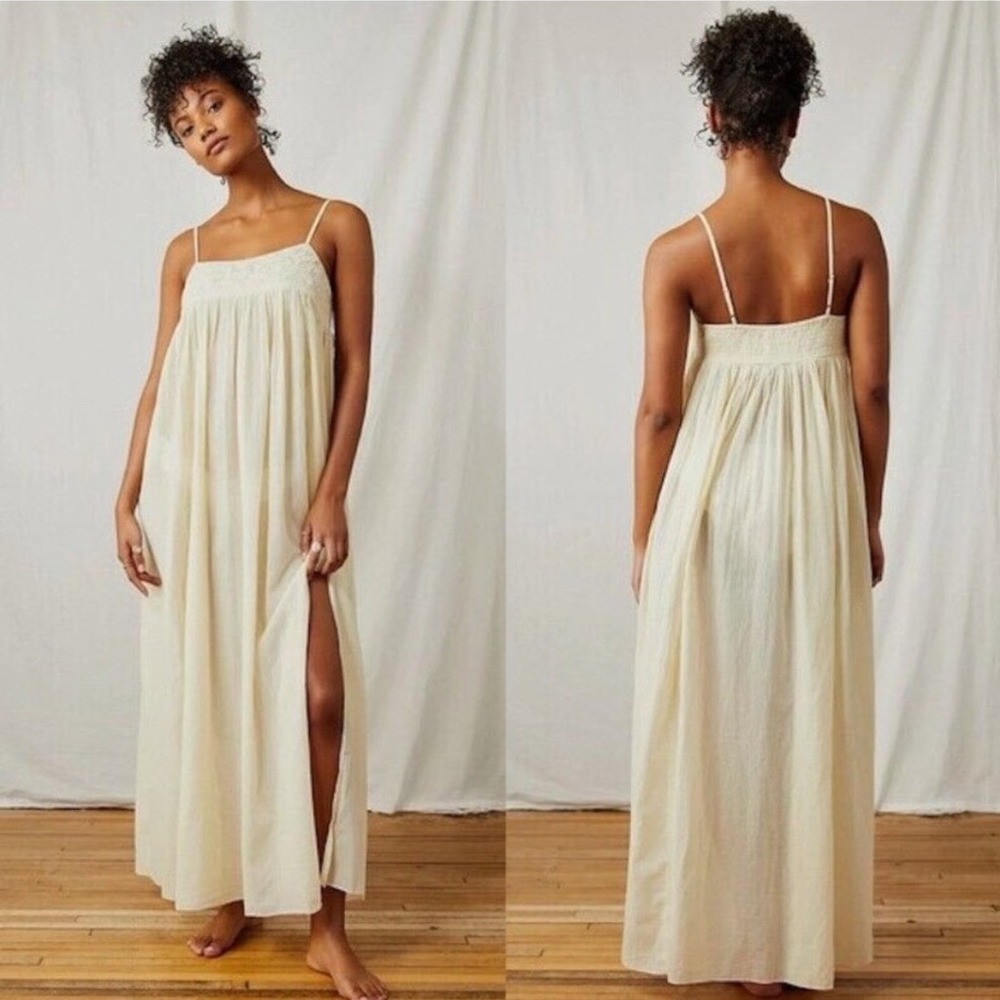 Free People Intimately Confidently Lost Maxi Dress Butter Yellow Slip S NWOT